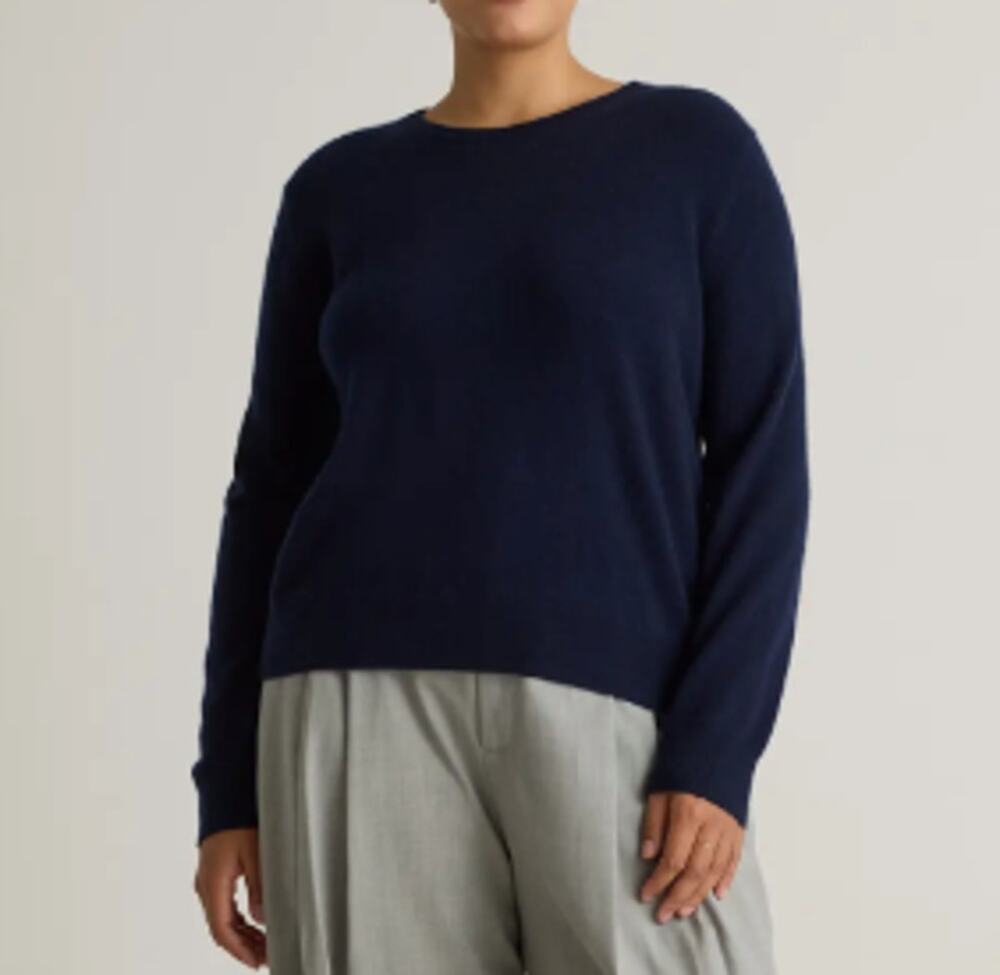 Quince Navy 100% Mongolian Cashmere Crewneck Sweater (S)